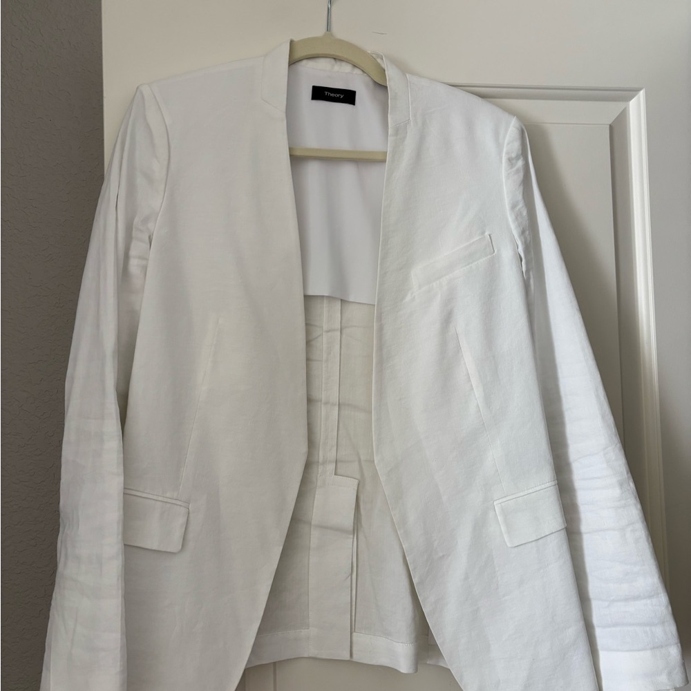 Theory white linen blend Blazer